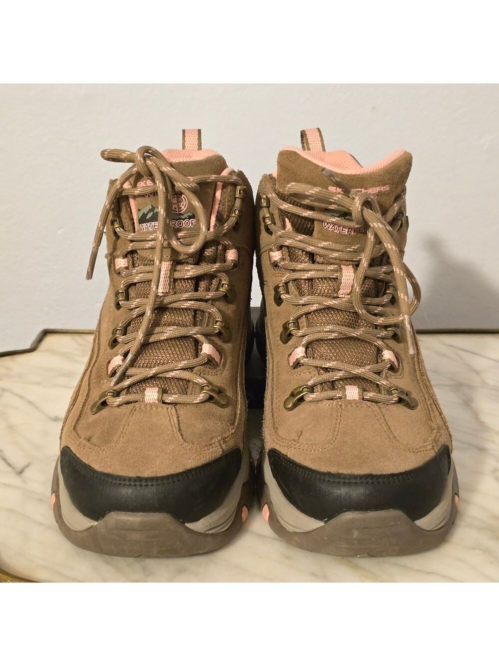 SKETCHERS Womens Trego Alpine Trail Hiking Boots W11 Tan Suede - Picture 2 of 12